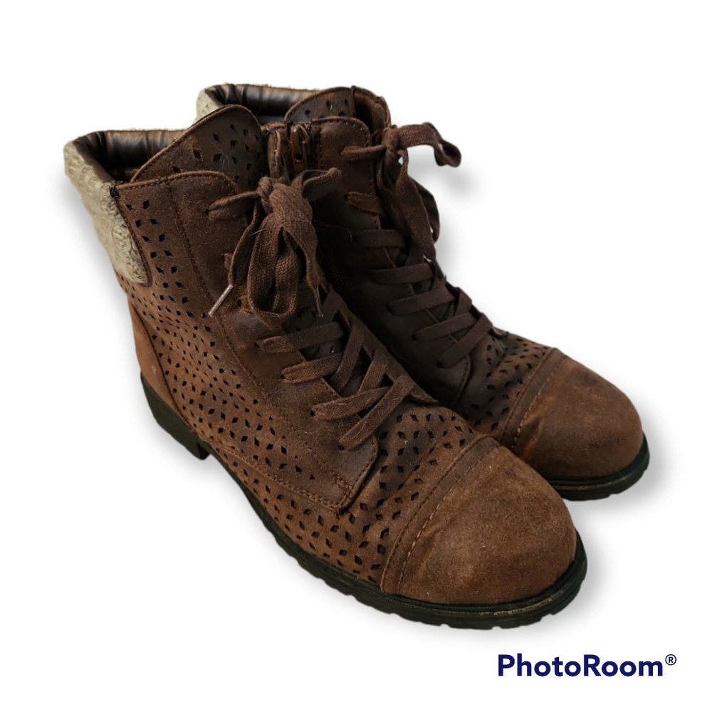 Justice Brown Lace Up Boots